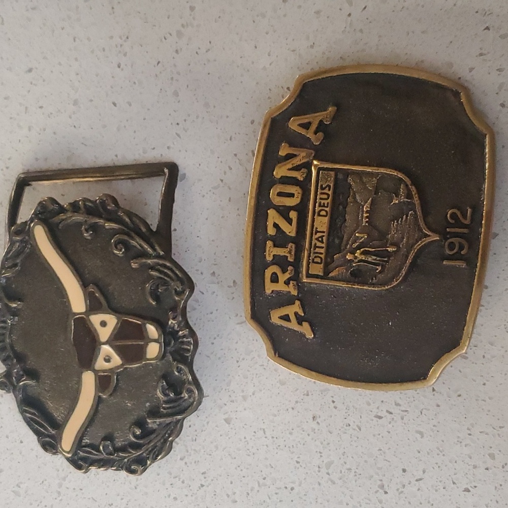 Heritage 1981 Brown and Gold Arizona Belt Buckle Set